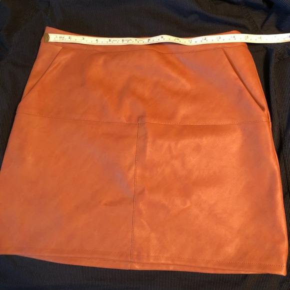 Orange Faux Leather Mini Skirt - Picture 2 of 4